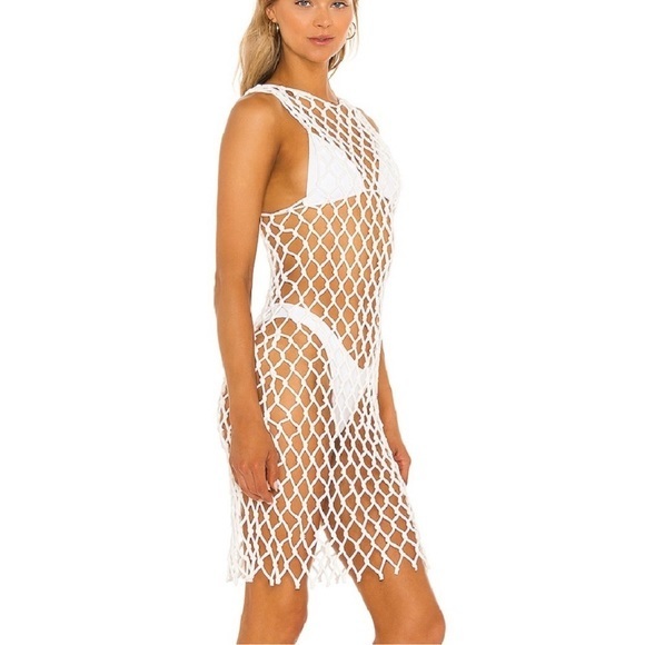 REVOLVE  The Alisa Mini Dress Coverup Pull-On White $218 Strong Net $$ Lovewave - Picture 3 of 6